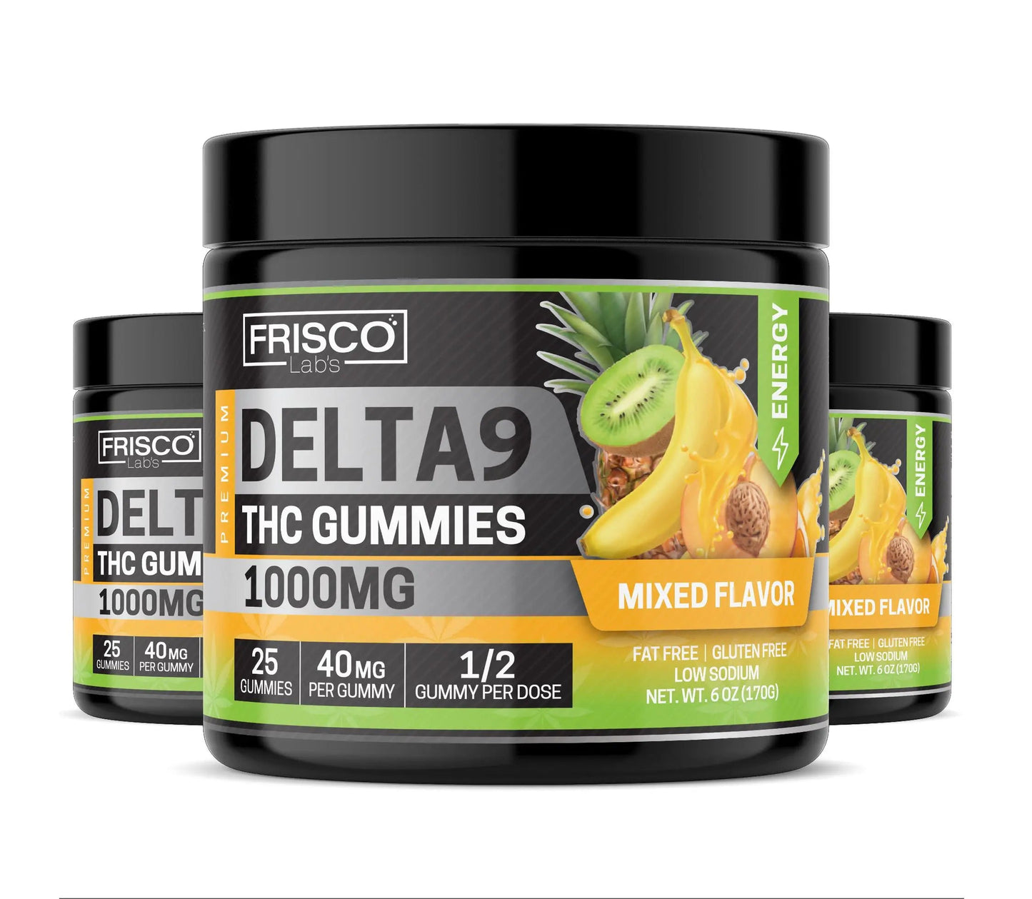 Delta 9 Gummies, Mix Flavor Energy - 1000mg | 25 Pcs Gummies - Frisco Labs