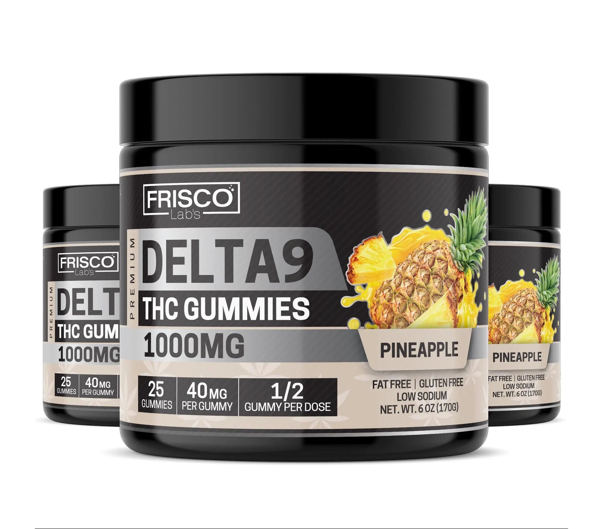 Delta 9 Gummies, Pineapple - 1000mg | 25 Pcs Gummies - Frisco Labs