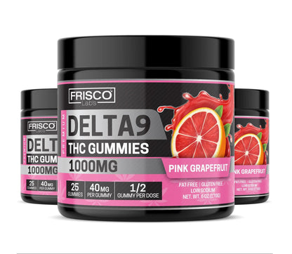 Delta 9 Gummies, Pink Grapefruit - 1000mg | 25 Pcs Gummies - Frisco Labs