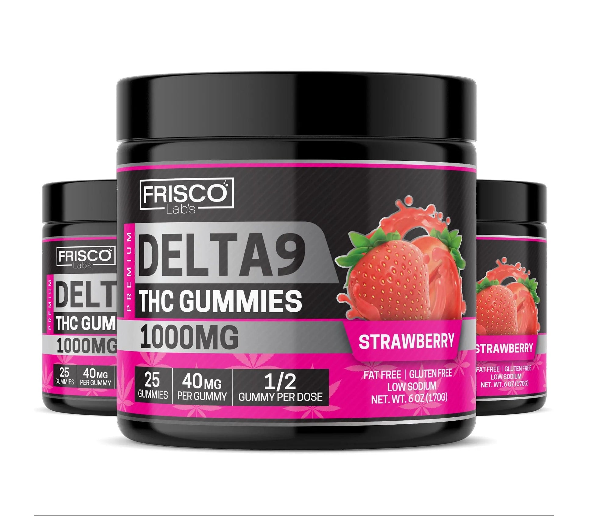 Delta 9 Gummies, Strawberry - 1000mg | 25 Pcs Gummies - Frisco Labs