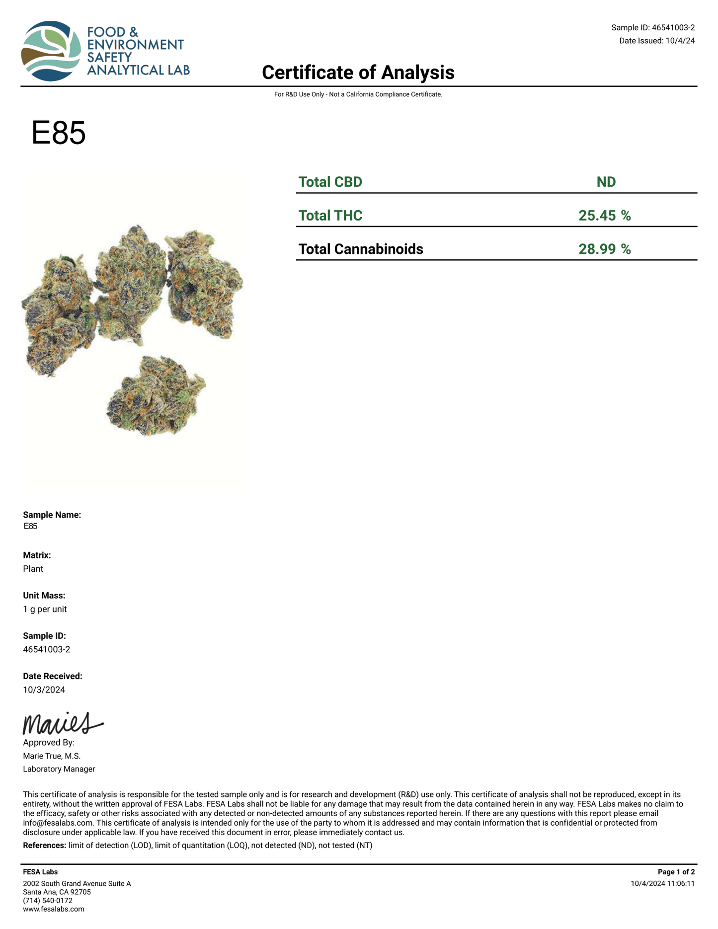 Frisco Labs - E85 GAS Strain THCA 