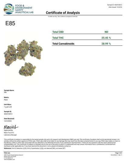 Frisco Labs - E85 GAS Strain THCA 