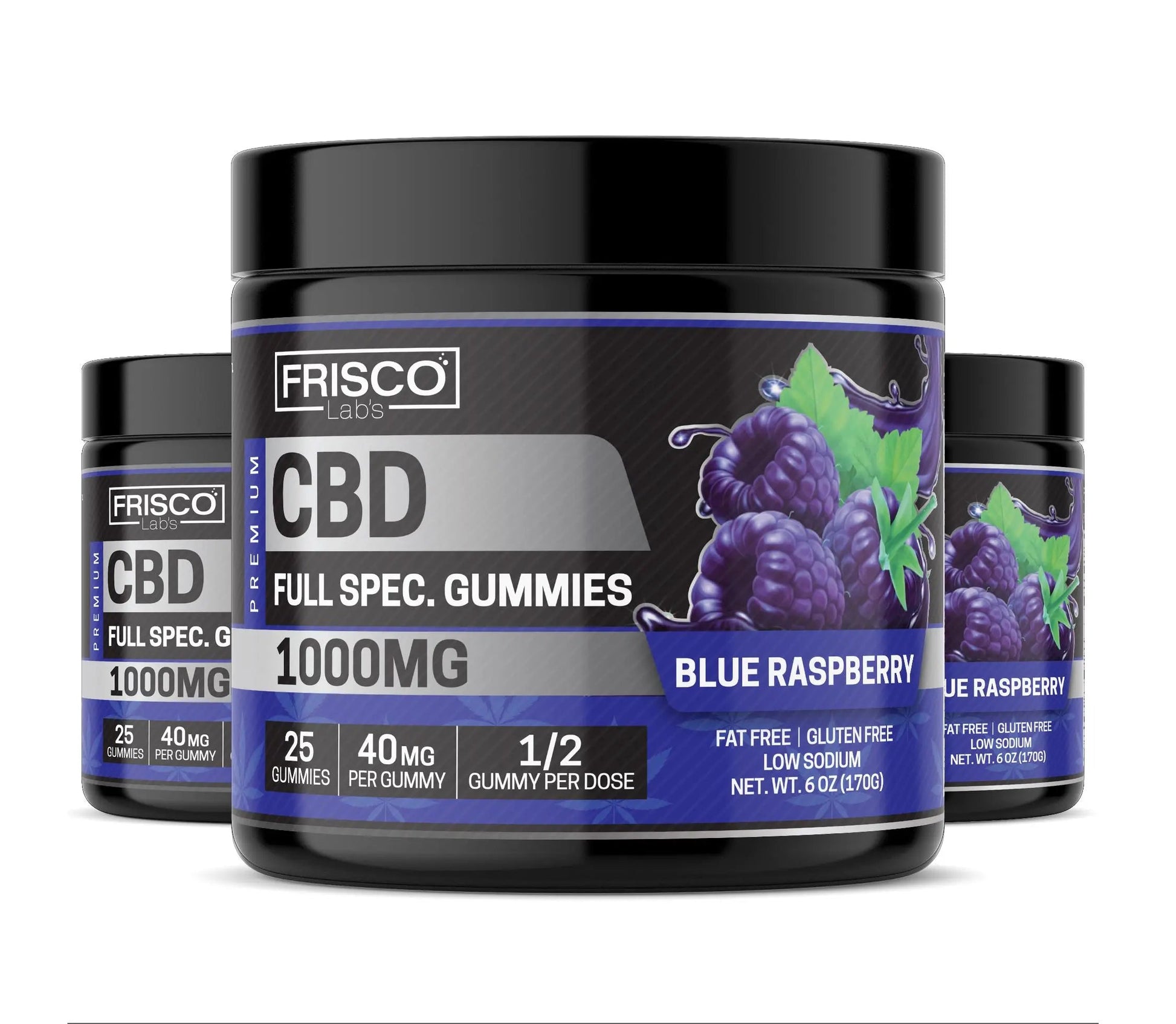 Full Spec. CBD Gummies, Blue Raspberry - 1000mg | 25 Pcs Gummies - Frisco Labs