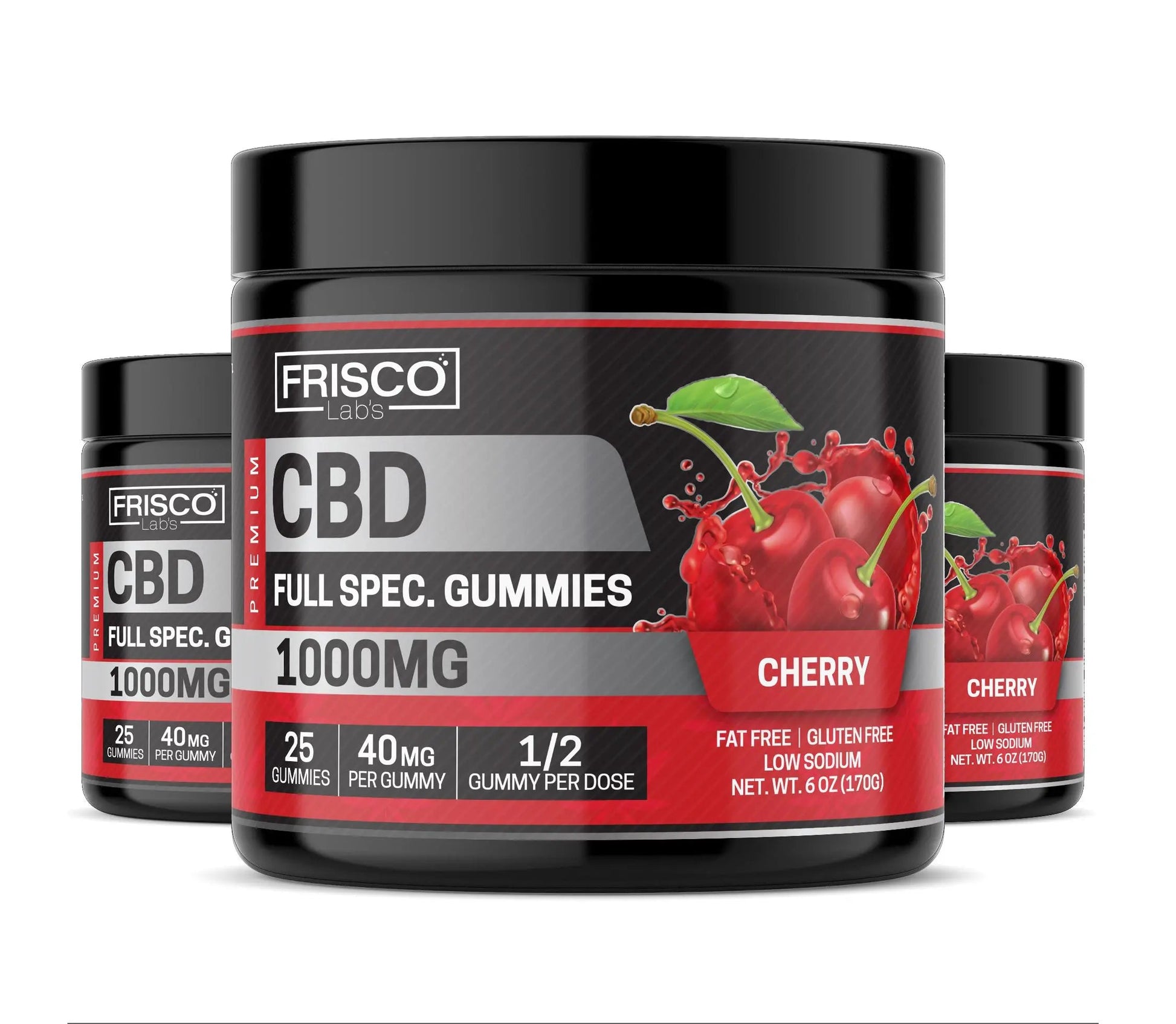 Full Spec. CBD Gummies, Cherry - 1000mg | 25 Pcs Gummies Frisco Labs