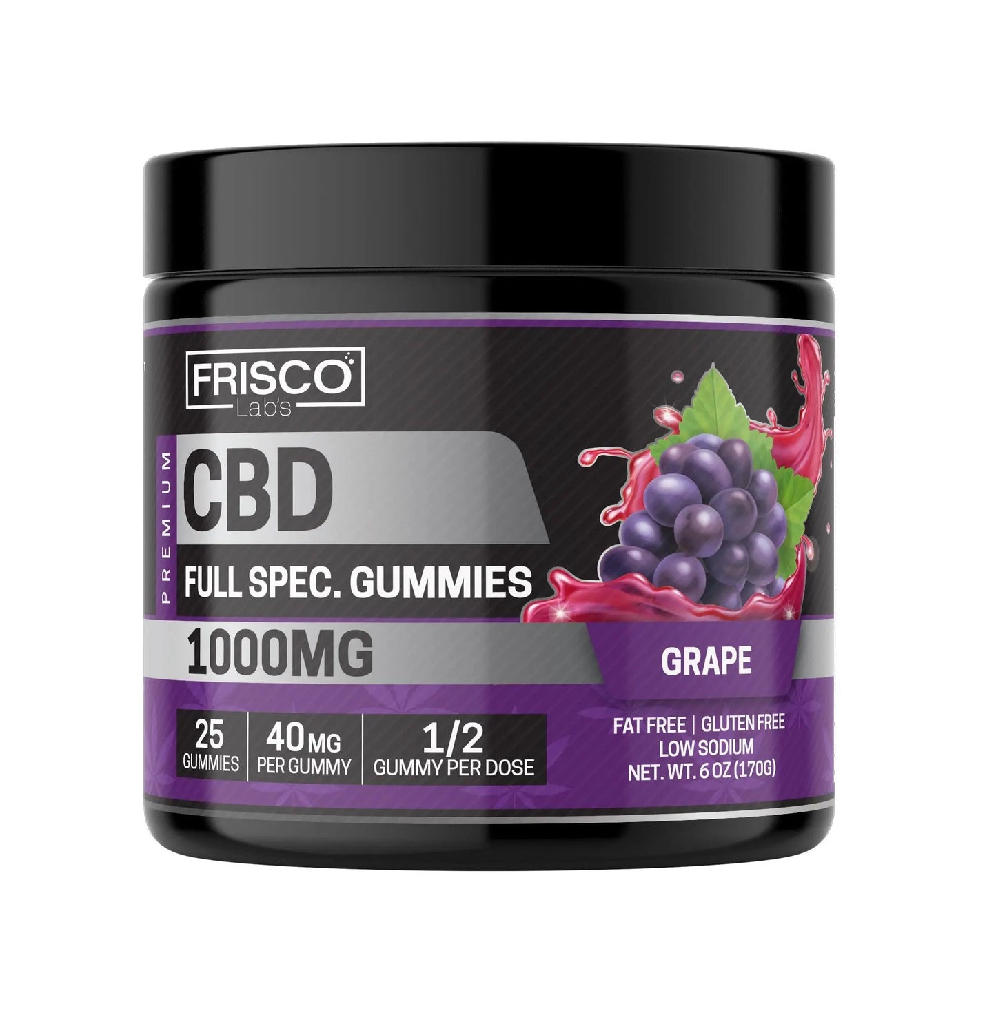 Full Spec. CBD Gummies, Grape - 1000mg | 25 Pcs Gummies Frisco Labs