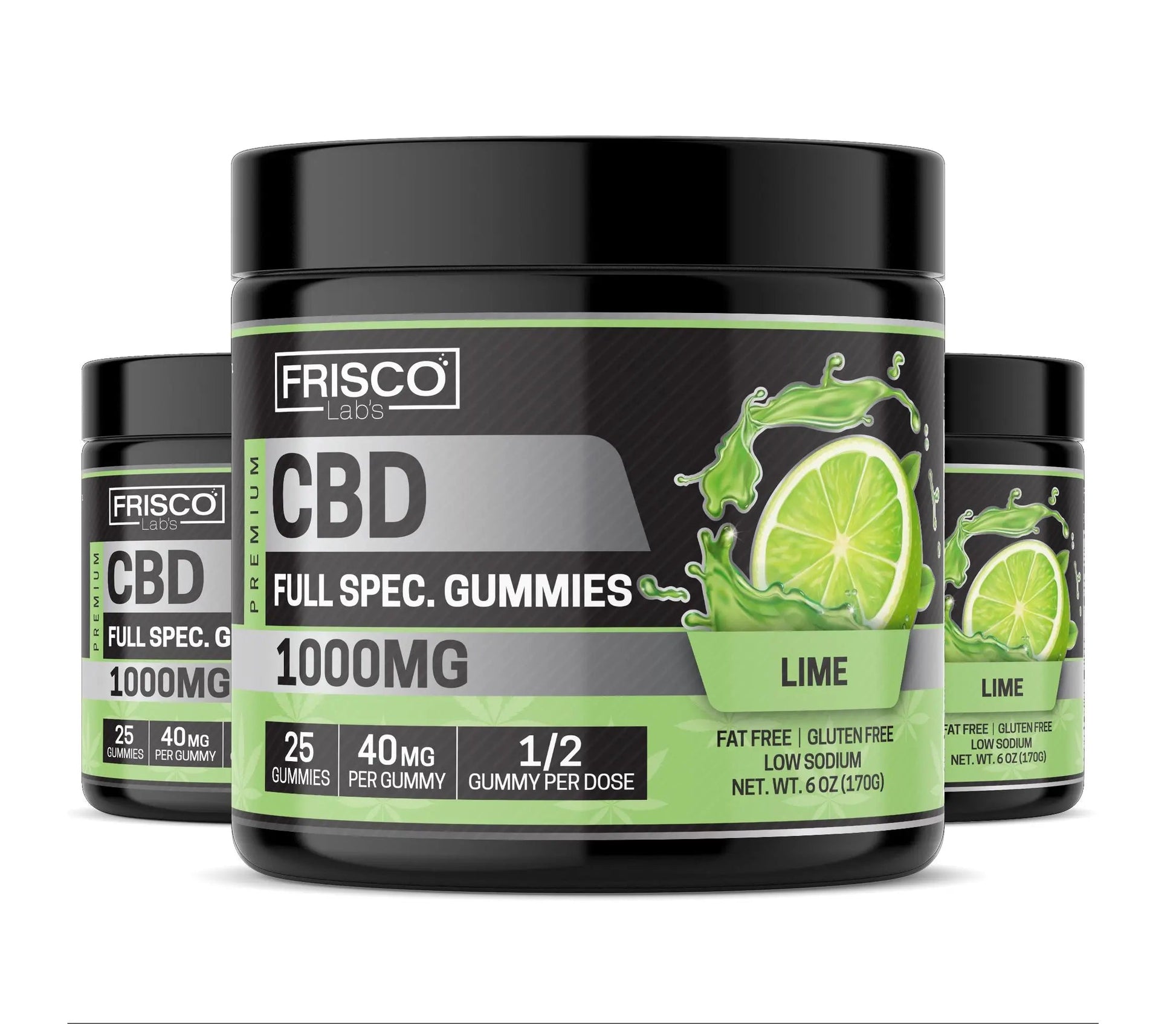 Full Spec. CBD Gummies, Lime - 1000mg | 25 Pcs Gummies Frisco Labs