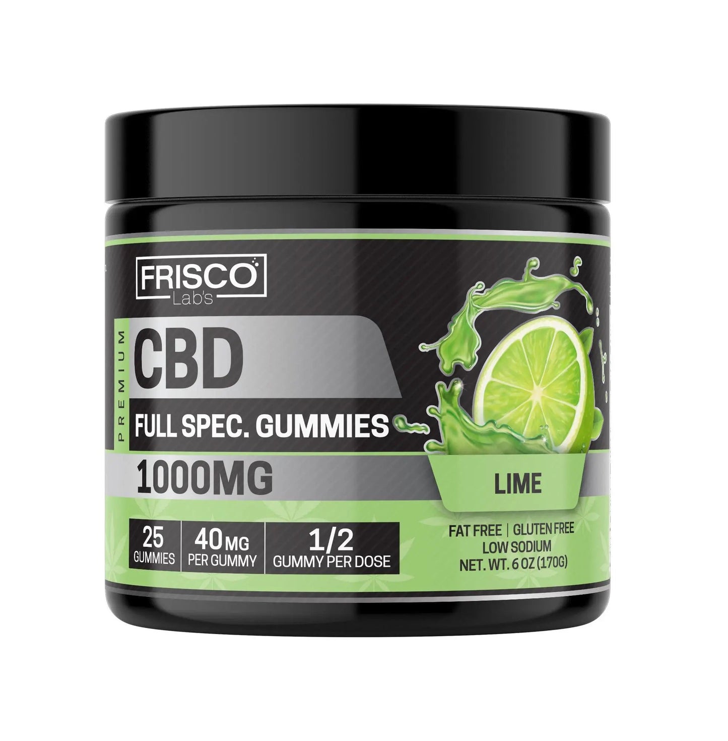 Full Spec. CBD Gummies, Lime - 1000mg | 25 Pcs Gummies Frisco Labs