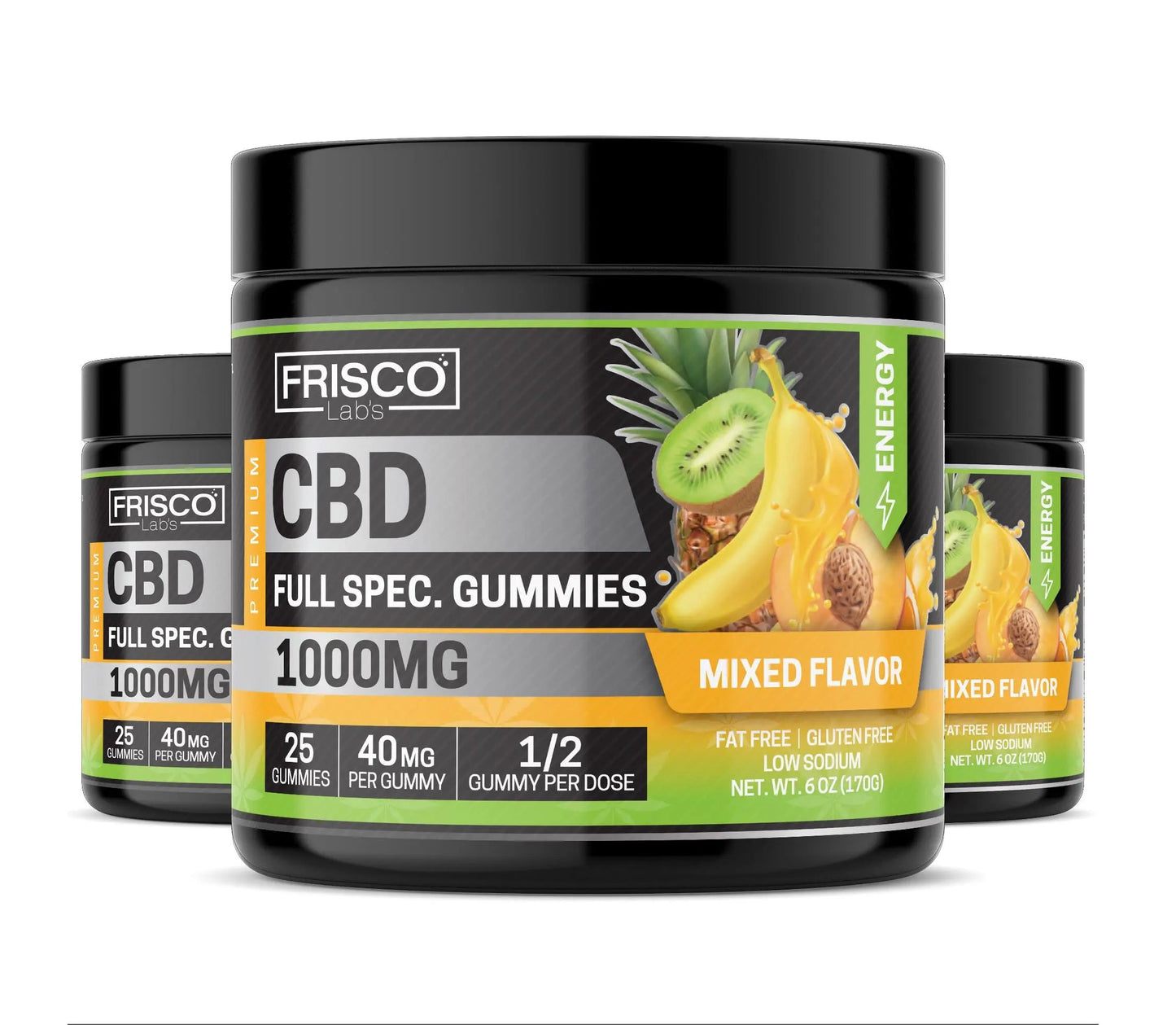 Full Spec. CBD Gummies, Mix Flavor Energy - 1000mg | 25 Pcs Gummies Frisco Labs