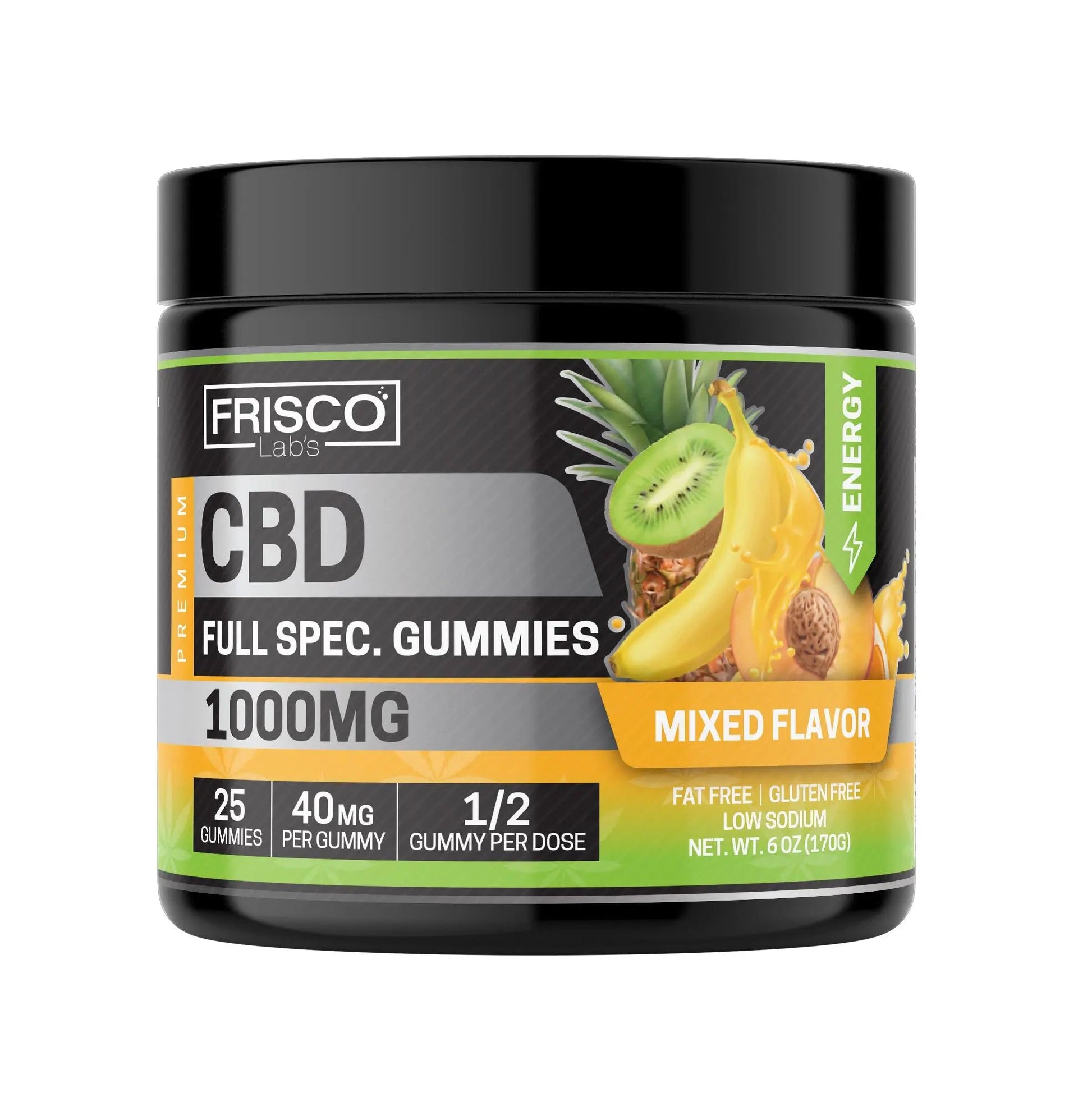 Full Spec. CBD Gummies, Mix Flavor Energy - 1000mg | 25 Pcs Gummies Frisco Labs