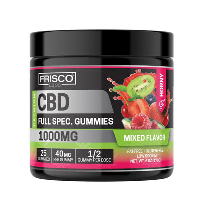 Full Spec. CBD Gummies, Mix Flavor Horny - 1000mg | 25 Pcs Gummies Frisco Labs