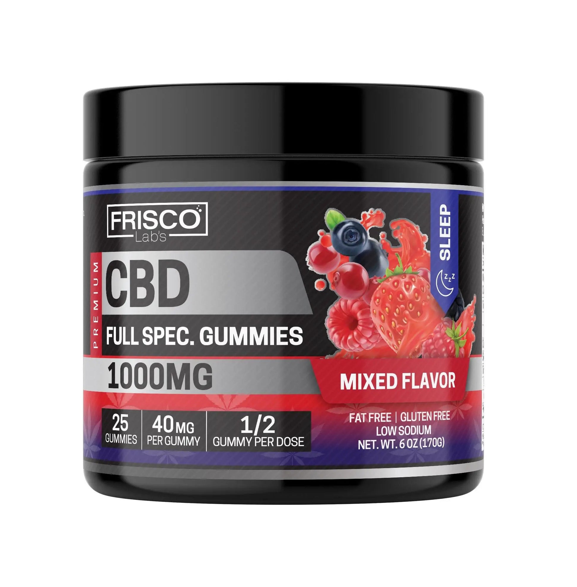 Full Spec. CBD Gummies, Mix Flavor Sleep - 1000mg | 25 Pcs Gummies Frisco Labs