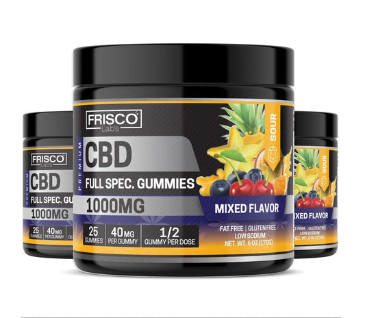 Full Spec. CBD Gummies, Mix Flavor Sour - 1000mg | 25 Pcs Gummies Frisco Labs