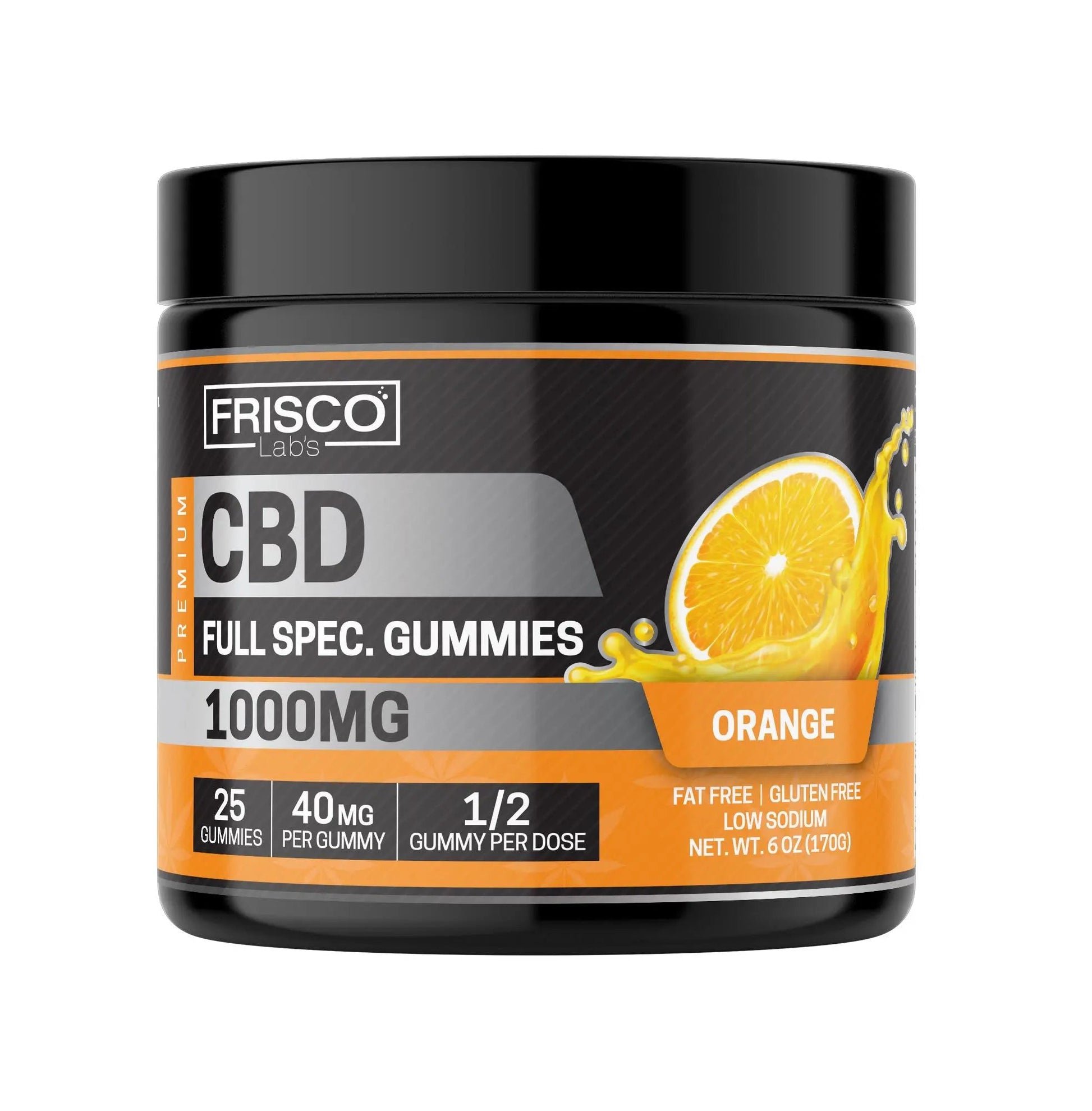 Full Spec. CBD Gummies, Orange - 1000mg | 25 Pcs Gummies Frisco Labs