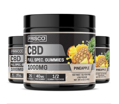 Full Spec. CBD Gummies, Pineapple - 1000mg | 25 Pcs Gummies Frisco Labs