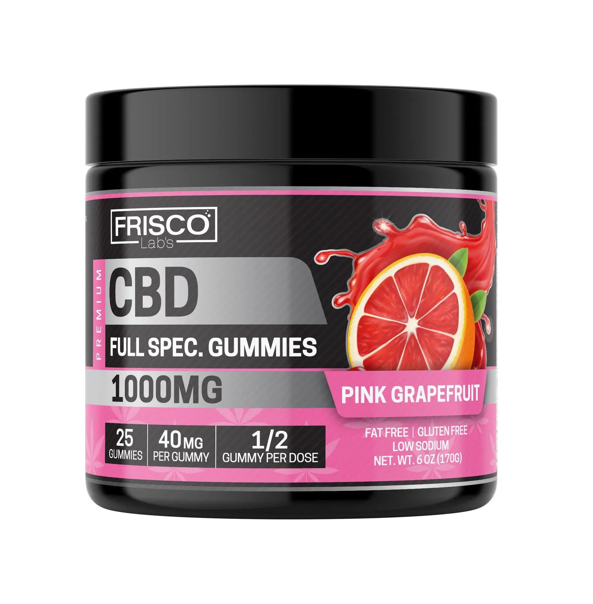 Full Spec. CBD Gummies, Pink Grapefruit - 1000mg | 25 Pcs Gummies Frisco Labs