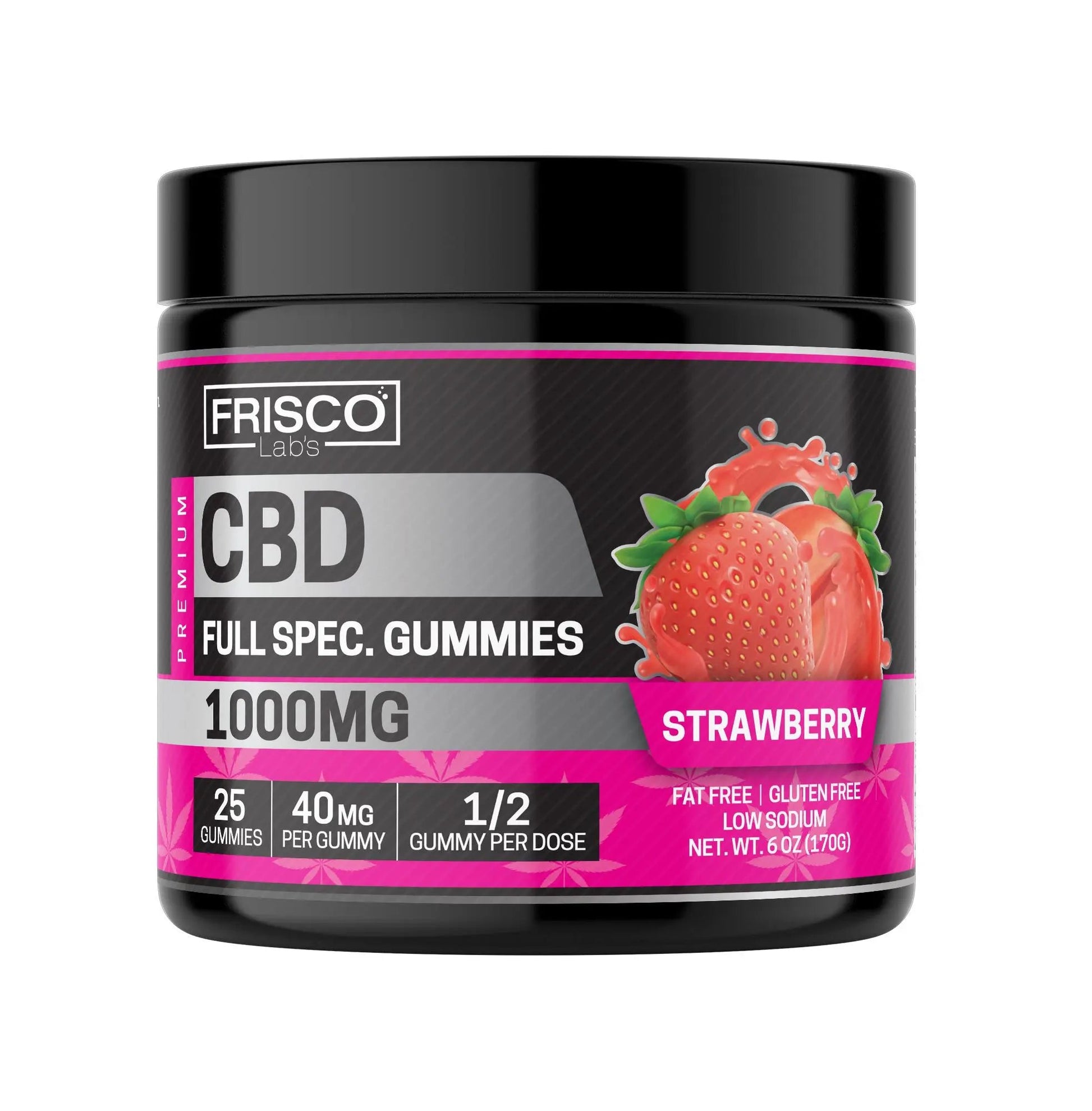 Full Spec. CBD Gummies, Strawberry - 1000mg | 25 Pcs Gummies Frisco Labs