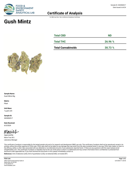 1 Pound - Exotic Indoor Gush Mints THCA Strain