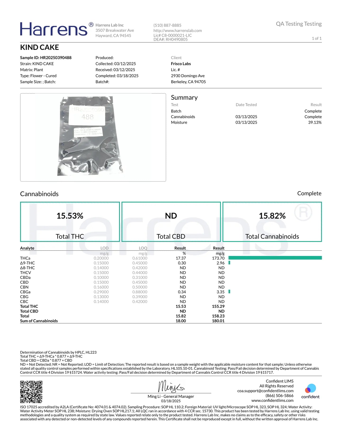 Kind Cake THCA Strain Smalls Frisco Labs