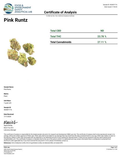 Frisco Labs -AAA Exotic Pink Runtz THCA Strain 