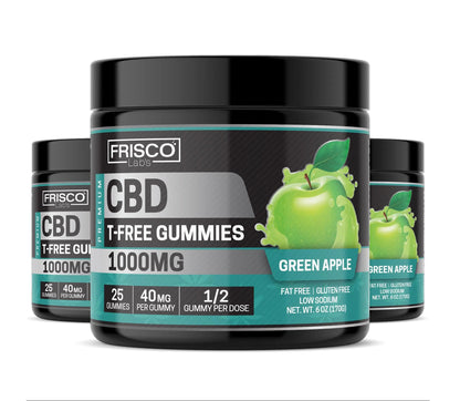 T-Free CBD Gummies, Green Apple - 1000mg | 25 Pcs Gummies Frisco Labs