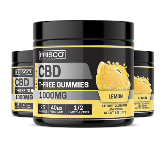 T-Free CBD Gummies, Lemon - 1000mg | 25 Pcs Gummies Frisco Labs