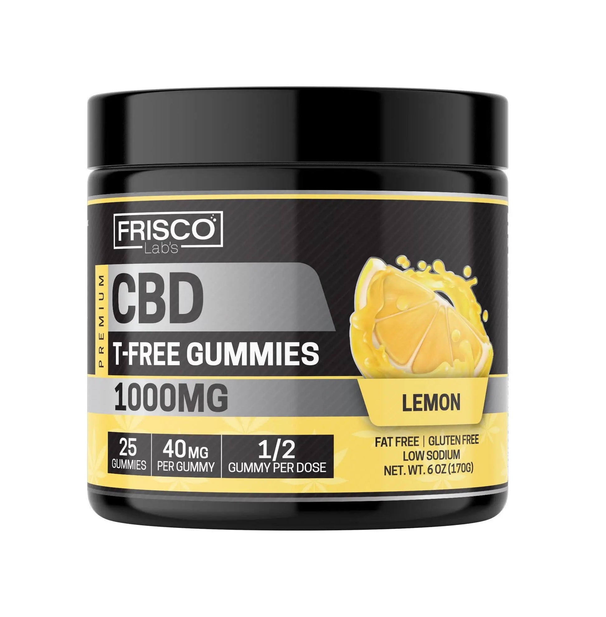 T-Free CBD Gummies, Lemon - 1000mg | 25 Pcs Gummies Frisco Labs