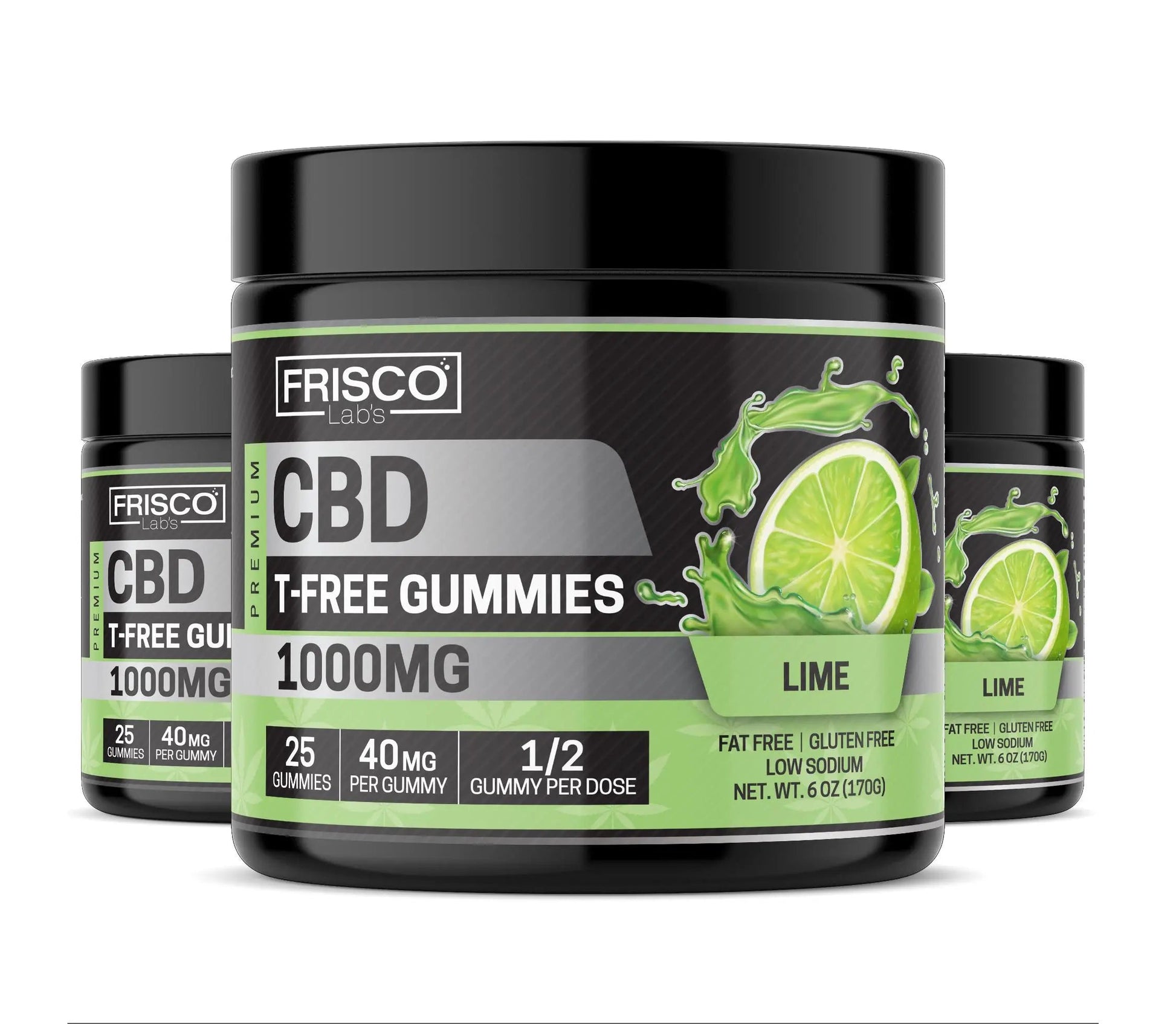 T-Free CBD Gummies, Lime - 1000mg | 25 Pcs Gummies Frisco Labs