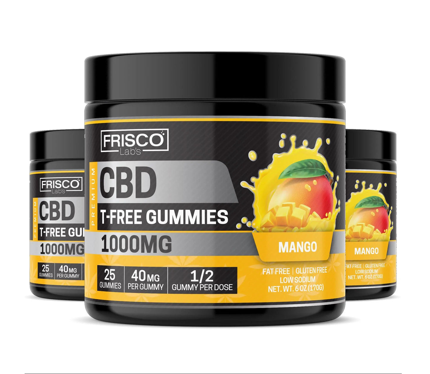 T-Free CBD Gummies, Mango - 1000mg | 25 Pcs Gummies Frisco Labs