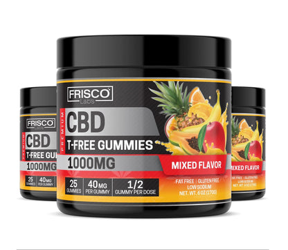 T-Free CBD Gummies, Mix Flavor - 1000mg | 25 Pcs Gummies Frisco Labs