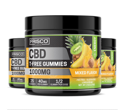 T-Free CBD Gummies, Mix Flavor Energy - 1000mg | 25 Pcs Gummies Frisco Labs