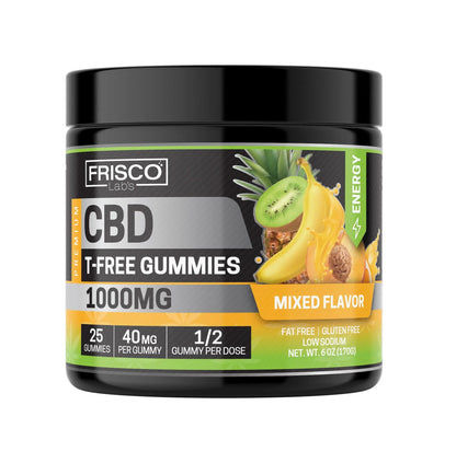 T-Free CBD Gummies, Mix Flavor Energy - 1000mg | 25 Pcs Gummies Frisco Labs