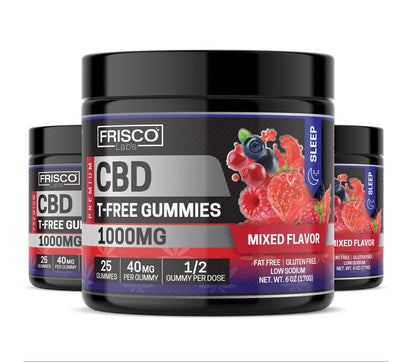 T-Free CBD Gummies, Mix Flavor Sleep - 1000mg | 25 Pcs Gummies Frisco Labs