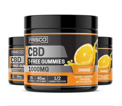 T-Free CBD Gummies, Orange - 1000mg | 25 Pcs Gummies Frisco Labs