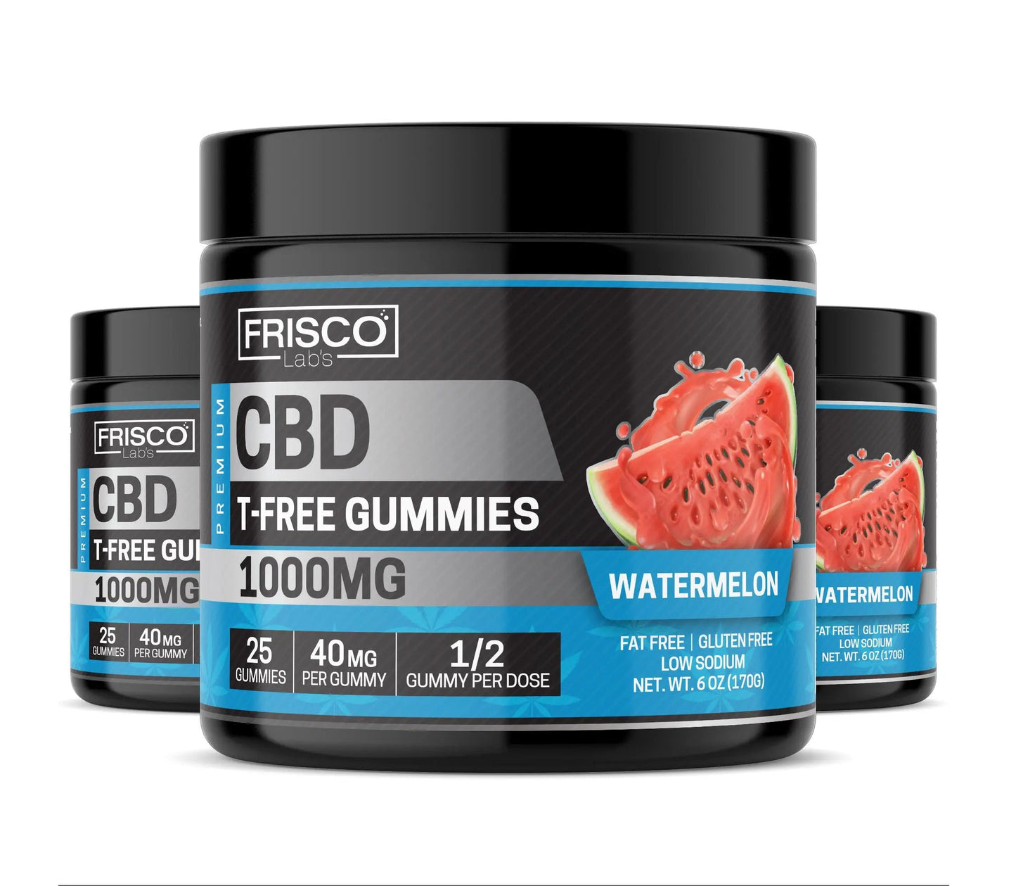 T-Free CBD Gummies, Watermelon - 1000mg | 25 Pcs Gummies Frisco Labs