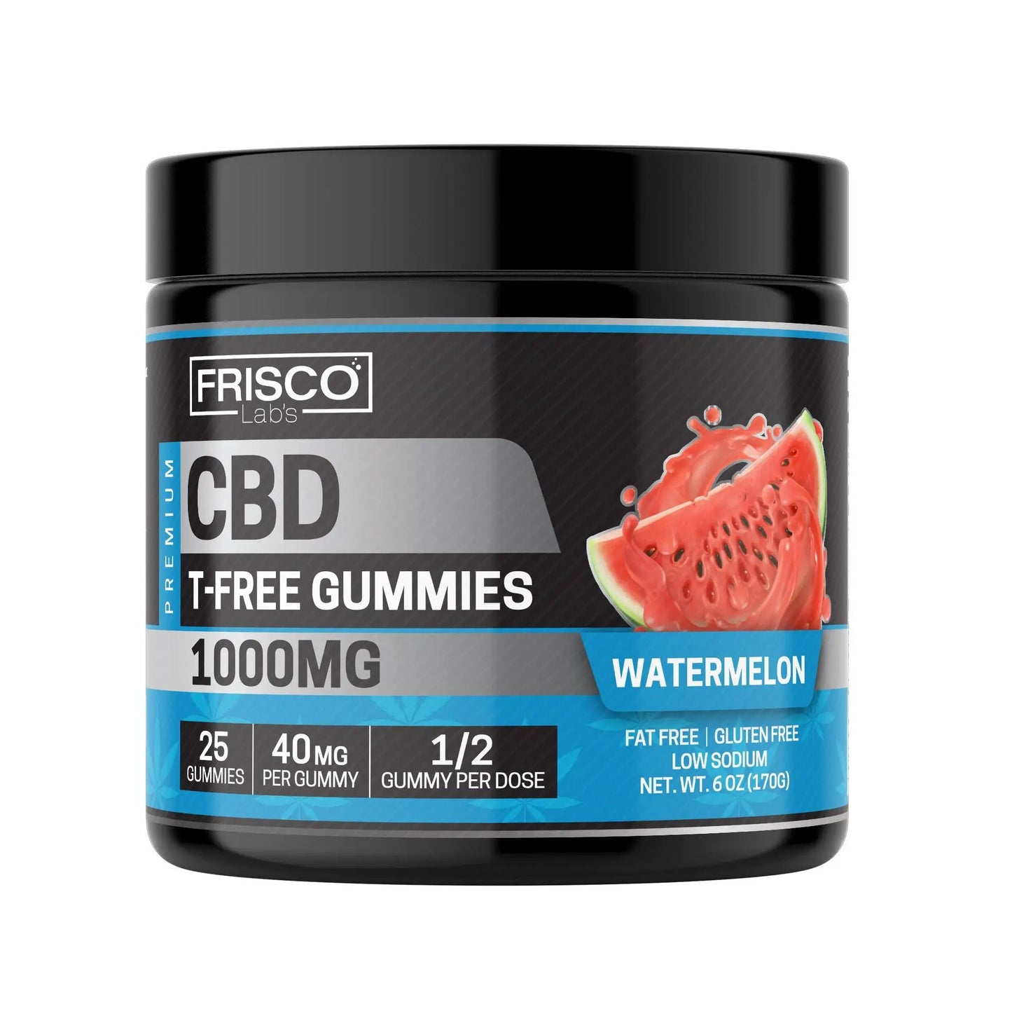 T-Free CBD Gummies, Watermelon - 1000mg | 25 Pcs Gummies Frisco Labs