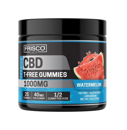 T-Free CBD Gummies, Watermelon - 1000mg | 25 Pcs Gummies Frisco Labs