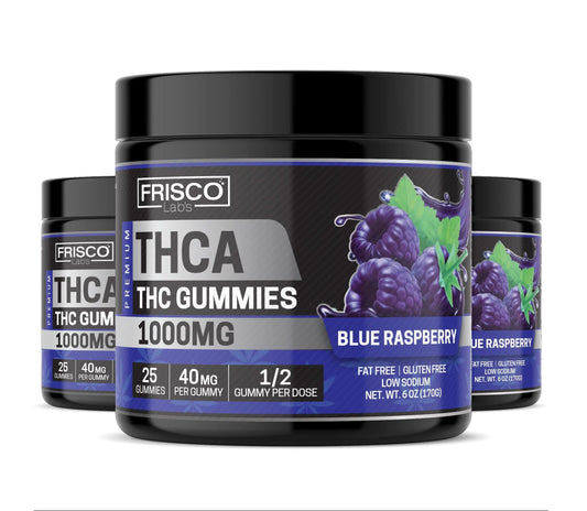 THCA Gummies, Blue Raspberry - 1000mg | 25 Pcs Gummies - Frisco Labs