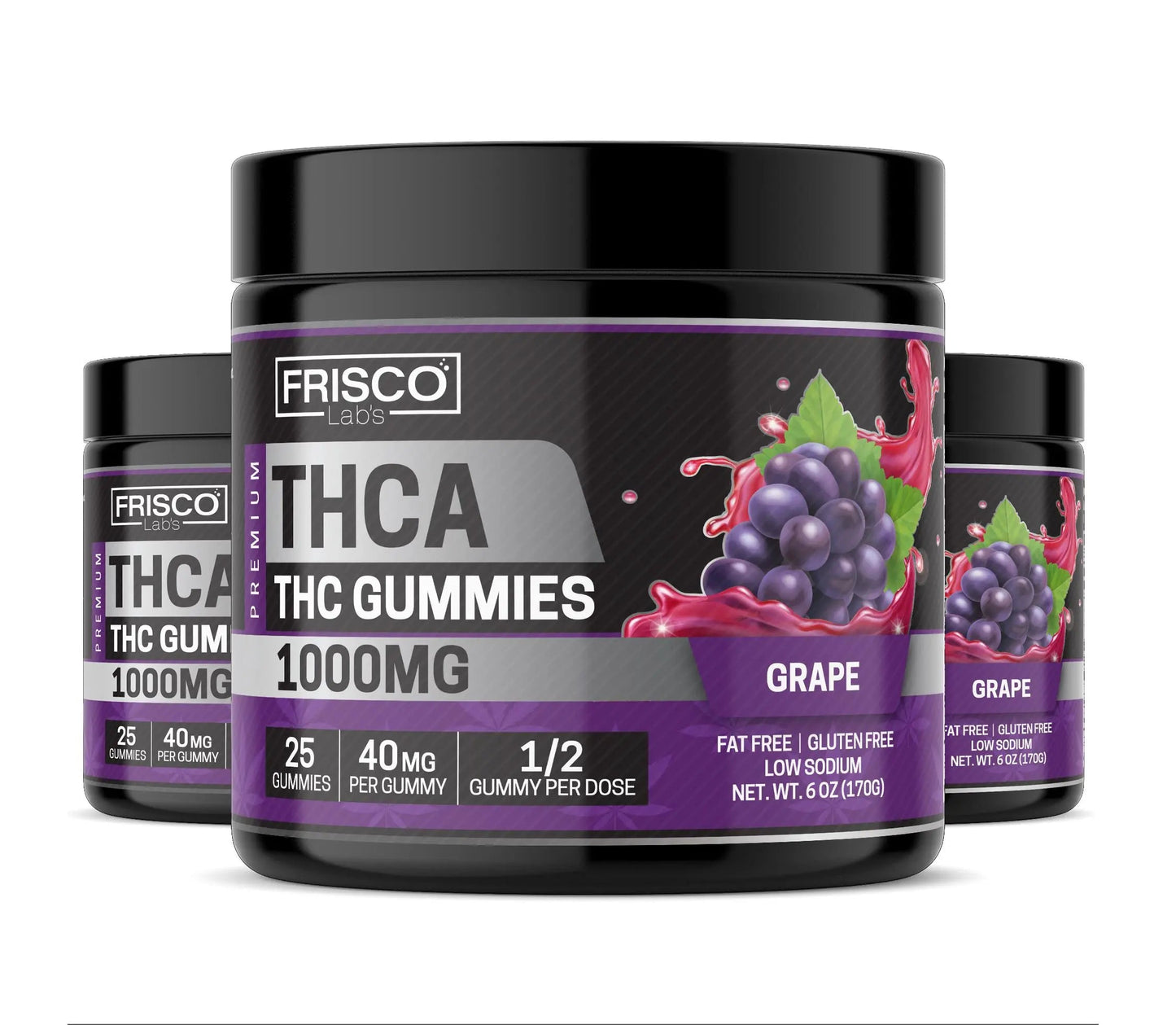 THCA Gummies, Grape - 1000mg | 25 Pcs Gummies Frisco Labs