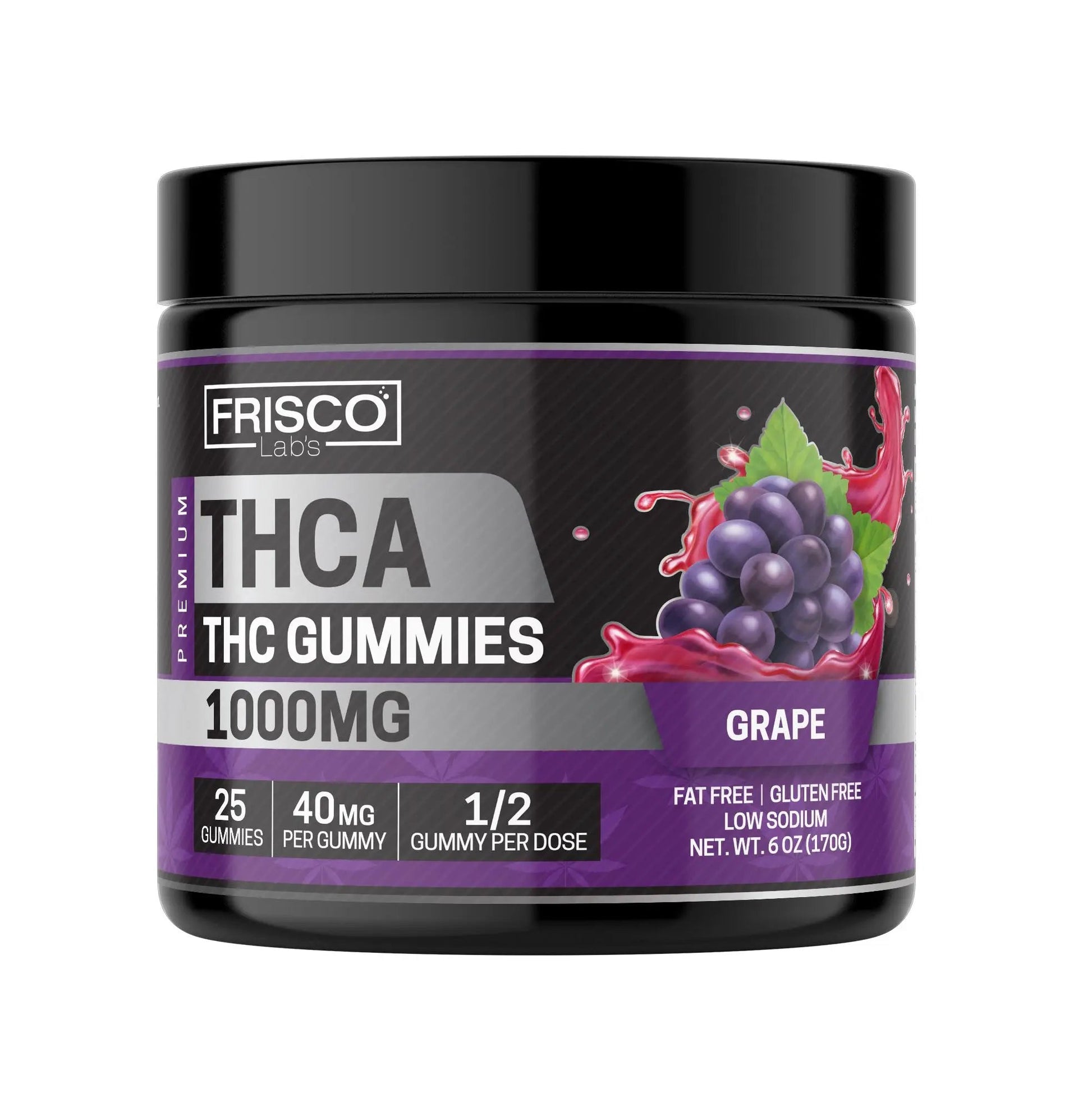 THCA Gummies, Grape - 1000mg | 25 Pcs Gummies Frisco Labs