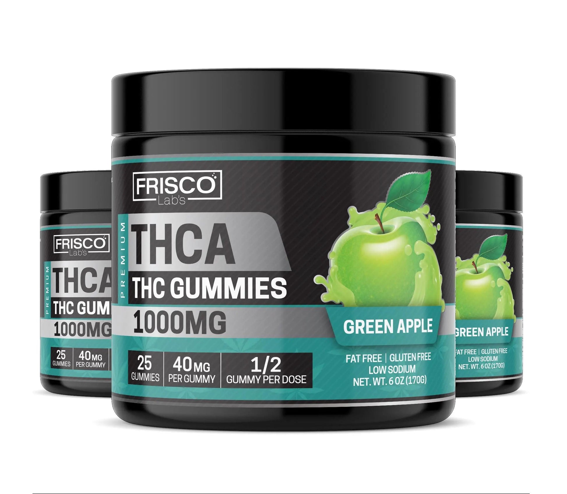 THCA Gummies, Green Apple - 1000mg | 25 Pcs Gummies Frisco Labs