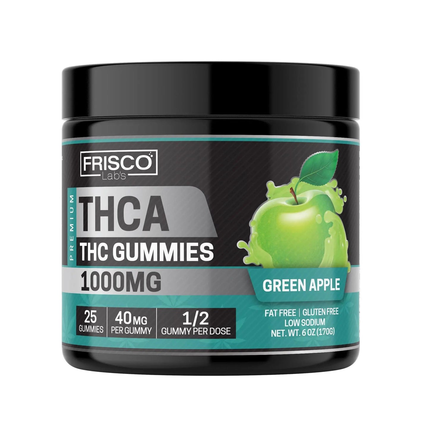 THCA Gummies, Green Apple - 1000mg | 25 Pcs Gummies Frisco Labs