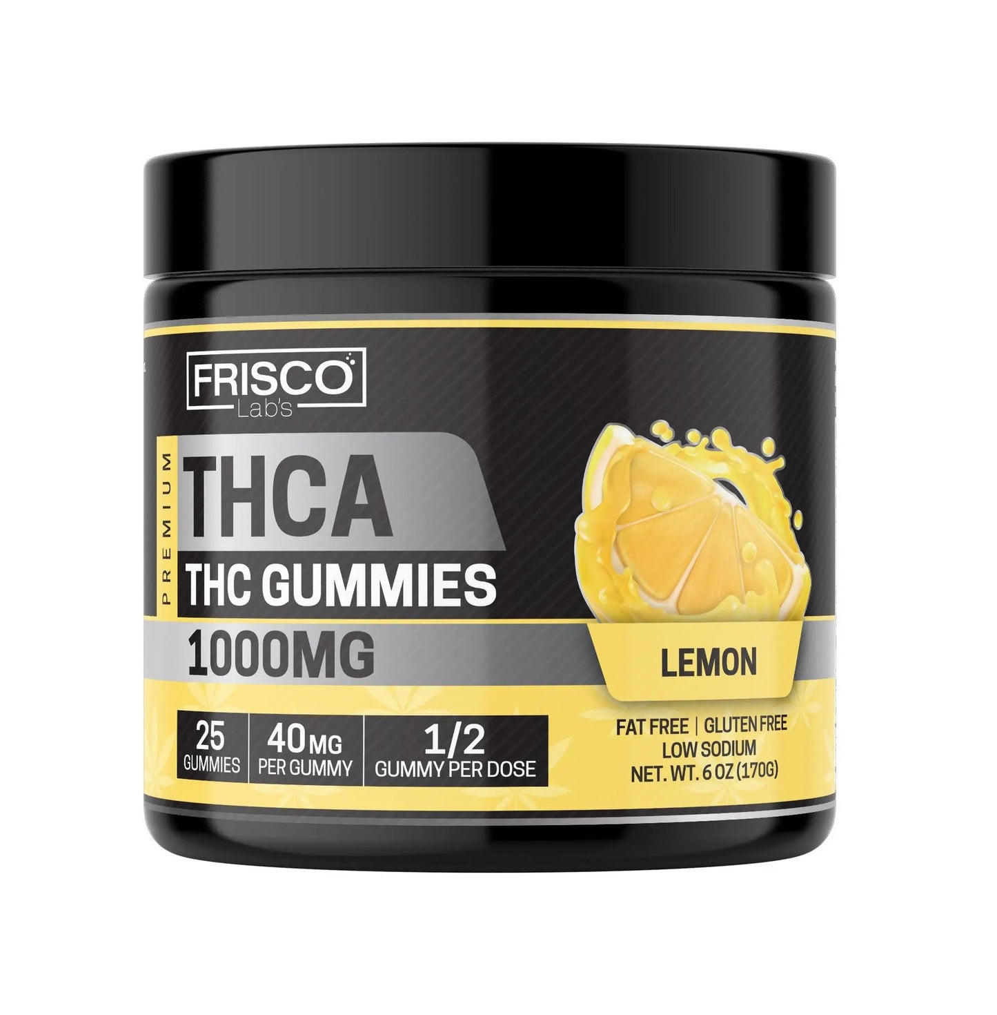 THCA Gummies, Lemon - 1000mg | 25 Pcs Gummies Frisco Labs