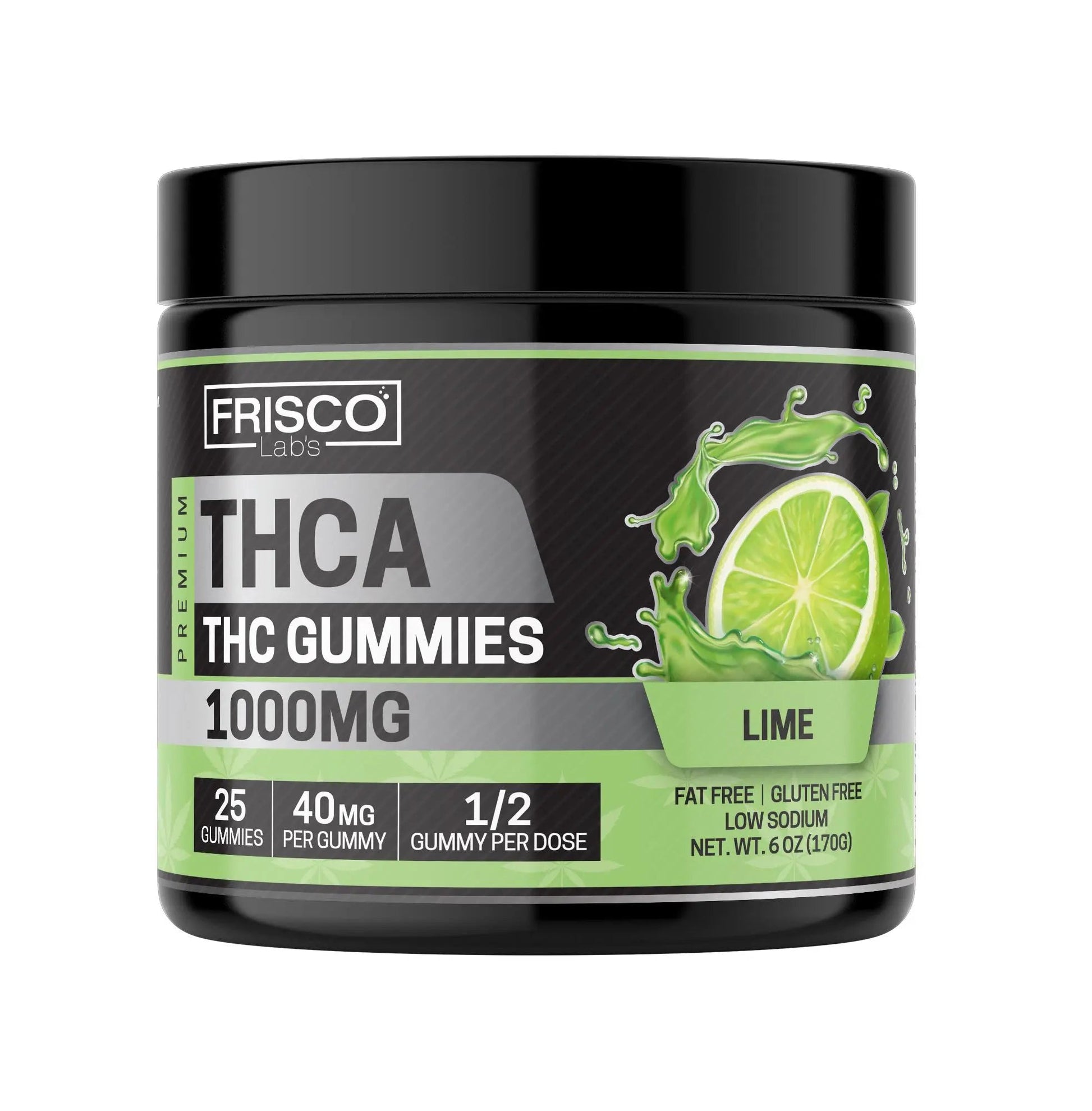 THCA Gummies, Lime - 1000mg | 25 Pcs Gummies Frisco Labs