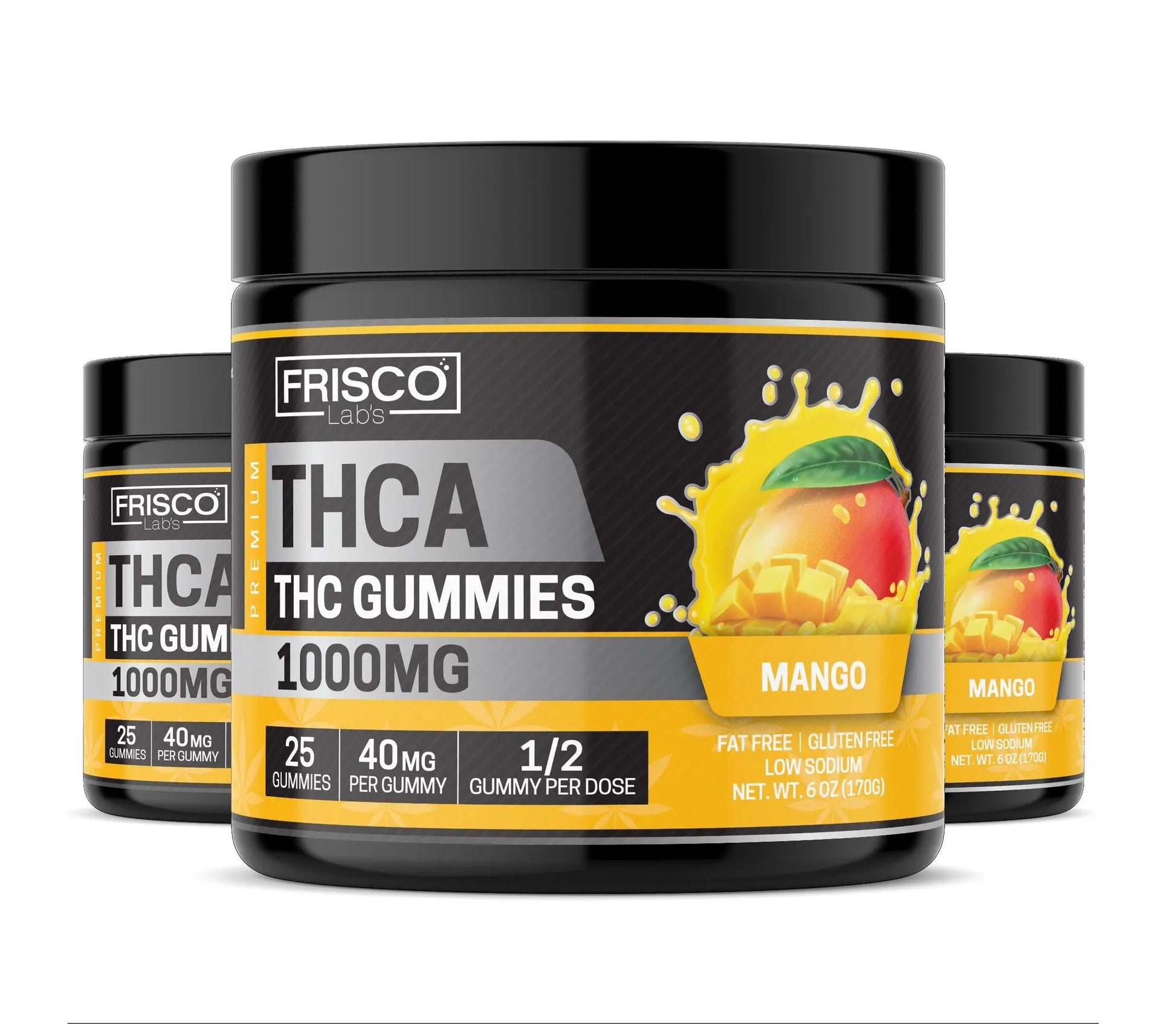 THCA Gummies, Mango - 1000mg | 25 Pcs Gummies Frisco Labs