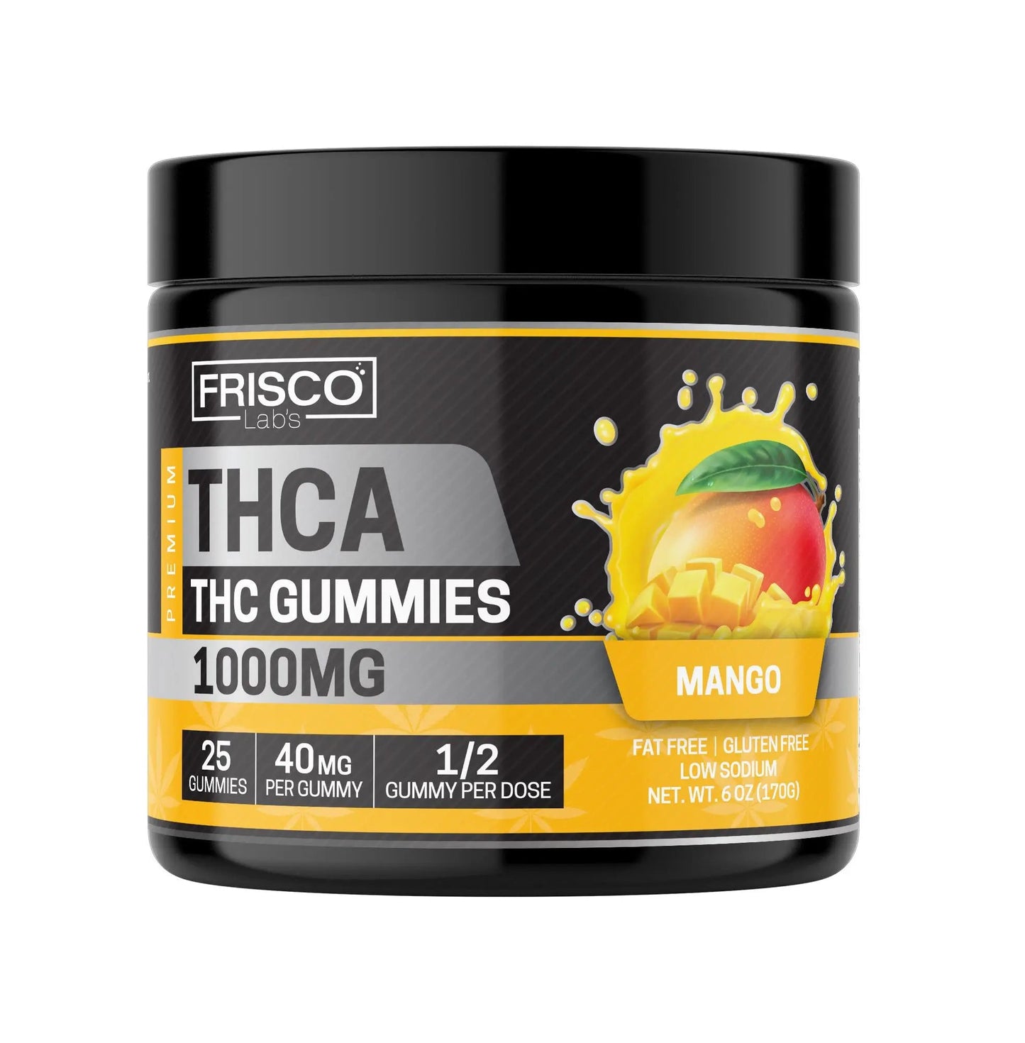 THCA Gummies, Mango - 1000mg | 25 Pcs Gummies Frisco Labs