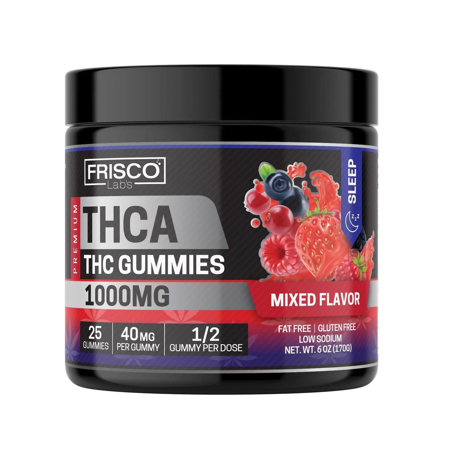 THCA Gummies, Mix Flavor Sleep - 1000mg | 25 Pcs Gummies Frisco Labs