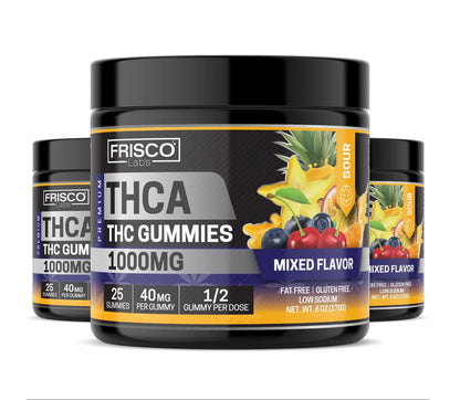 THCA Gummies, Mix Flavor Sour- 1000mg | 25 Pcs Gummies Frisco Labs