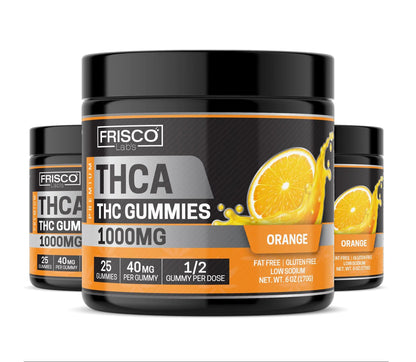 THCA Gummies, Orange - 1000mg | 25 Pcs Gummies Frisco Labs