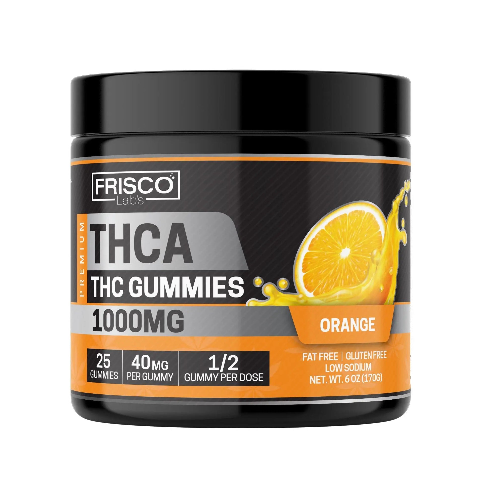 THCA Gummies, Orange - 1000mg | 25 Pcs Gummies Frisco Labs