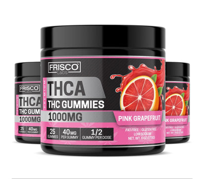 THCA Gummies, Pink Grapefruit - 1000mg | 25 Pcs Gummies - Frisco Labs